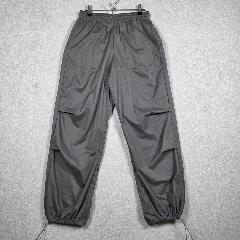 Zara Parachute Cargi Pants Womens Size XS Charcoal Relaxed Fit Drawstring Hem